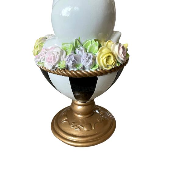TOPHAT & TAIL Easter Bunny Rabbit On Flower Pedestal Egg 15" Mackenzie Style NEW - Picture 14 of 15